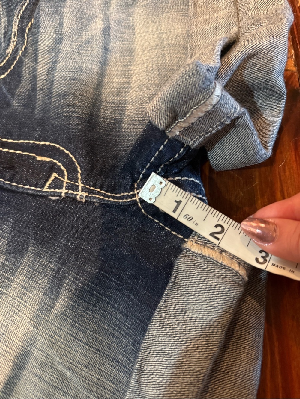 Miss Me Rolled Cuff Distressed Denim Shorts - Blue - Picture 4 of 4